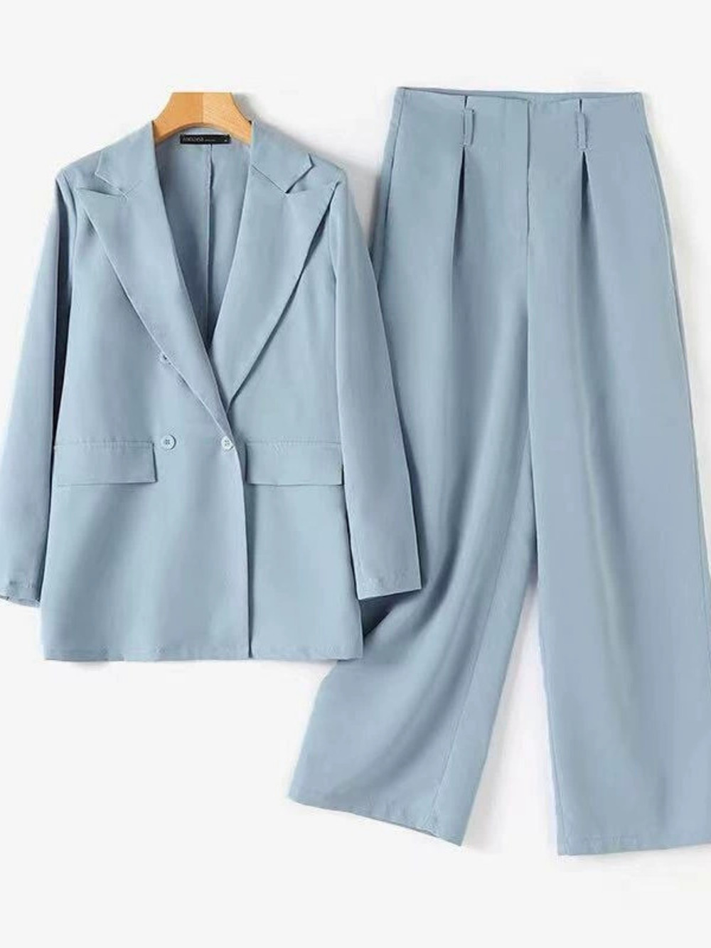 ZARA Ladies Premium Business Casual Solid One Button Blazer Suit Set